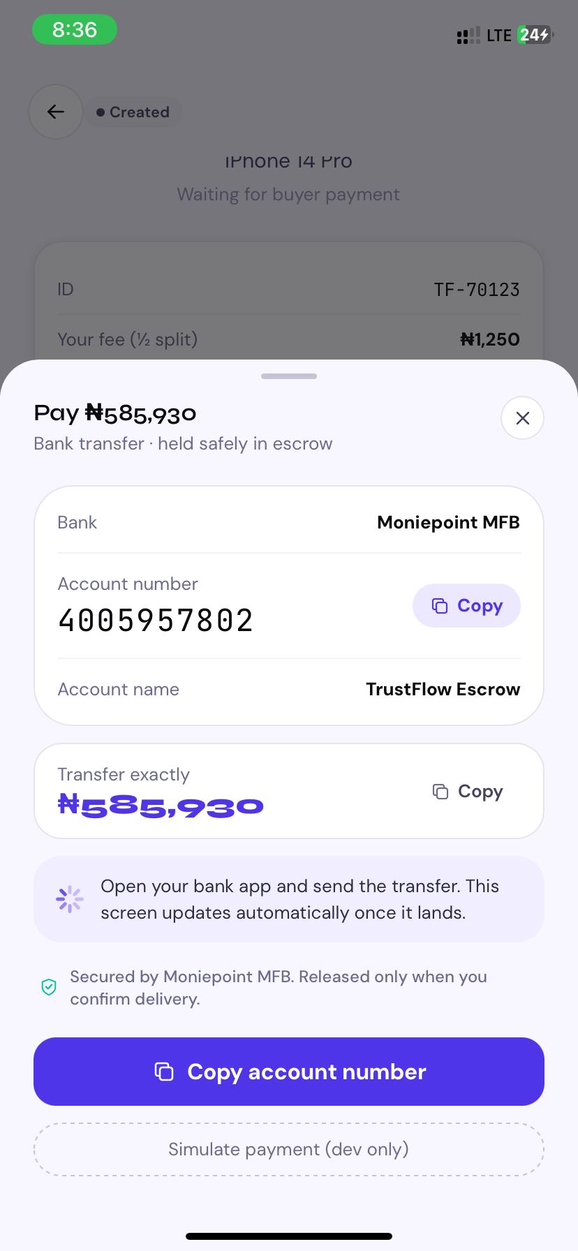 Money held safely — not gone