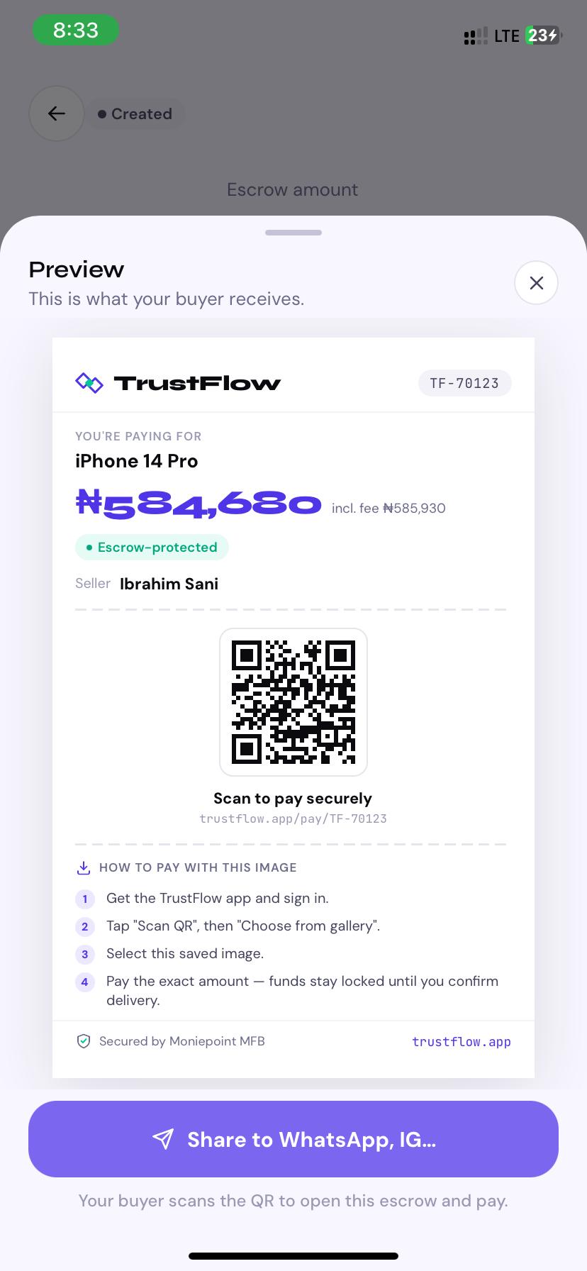 Shareable payment slip